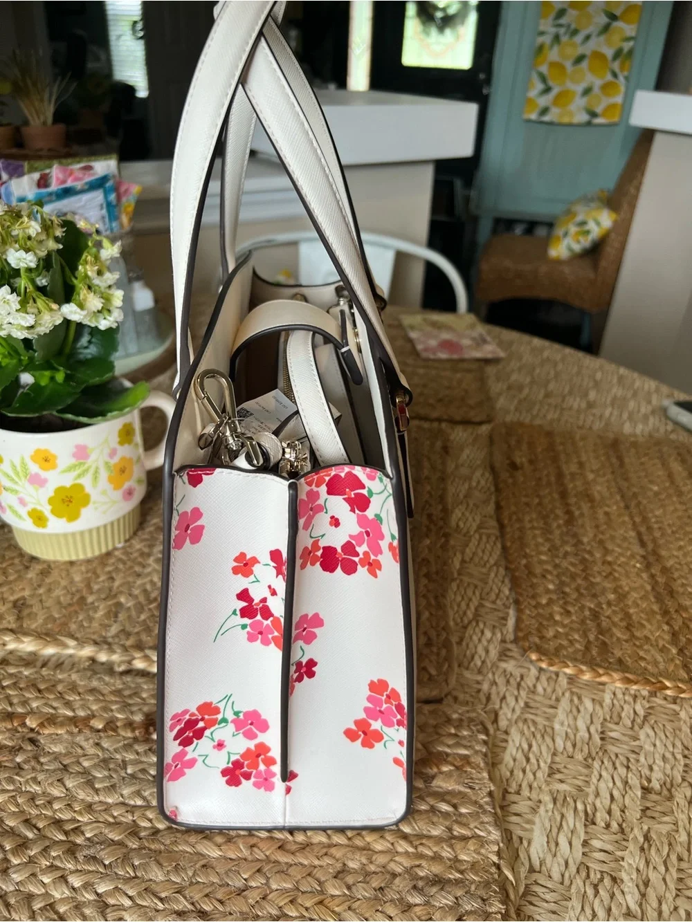 NWT!KATE Spade♠️PLAYFUL & PRETTY Cream Medium Floral Satchel/Crossbody!MSRP$399! - Picture 7 of 12